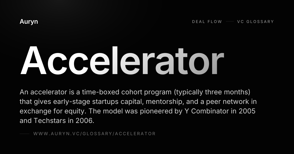 Accelerator — VC Glossary | Auryn